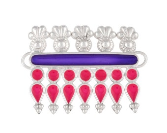Bague en argent sterling émaillé : bague rose et bleue ajustable faite main