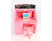 1987 Sweet Roses Barbie Roll Top Desk w Chair and Computer