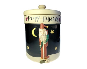 Cookie Jar Christmas Applied Decoration Midnight Santa Becca Barton