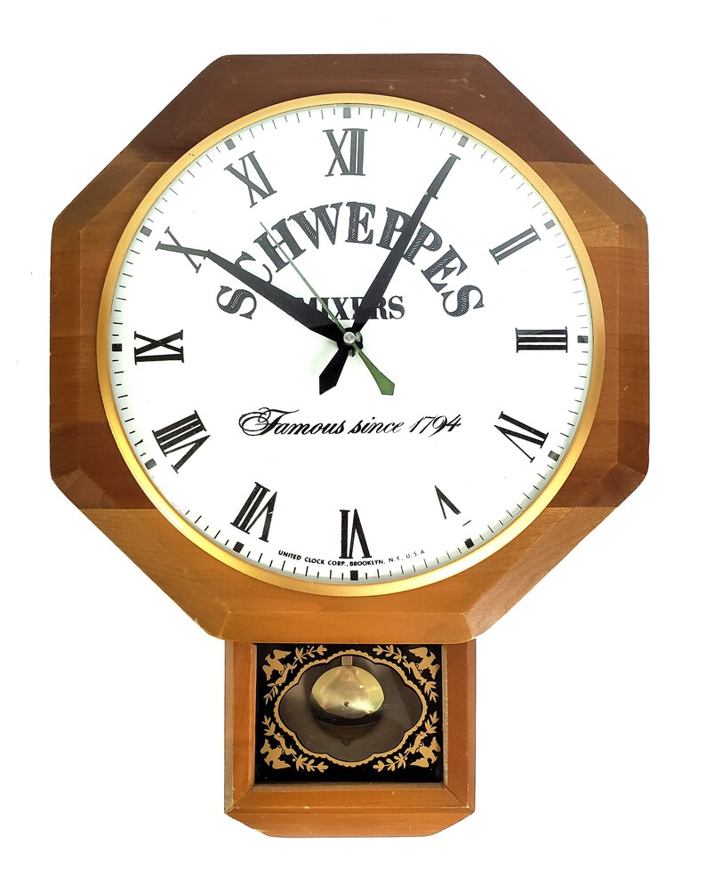 Schweppes Mixer United Clock Electric Wall Hanging Pendulum Etsy