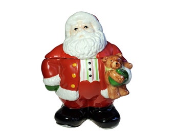 Enesco Santa Claus Large Cookie Jar Hand Cold Painted Christmas Holiday Ceramic