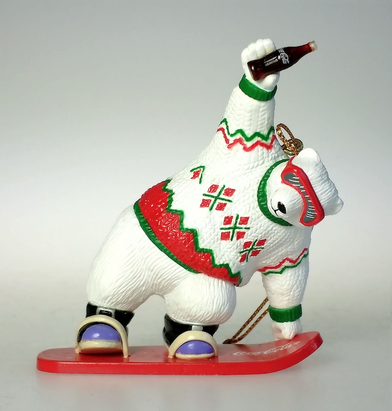 Coca Cola Polar Bear 1995 Christmas Holiday Ornament Snow