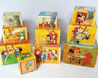 Disney Stacking Cardboard Counting Boxes Mickey Pluto Minnie Donald Tink Goofy
