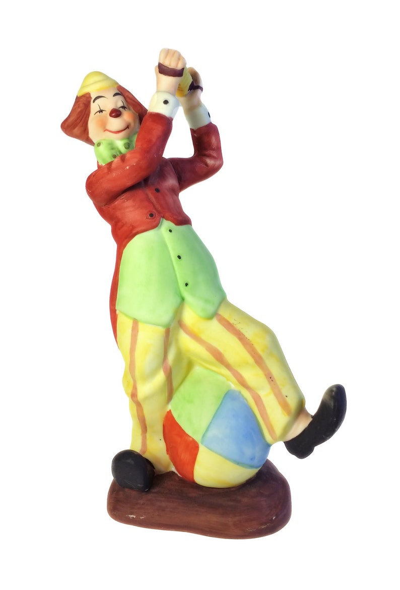 Bisque Porcelain Clown w Accordion Circus Figurine Hand Etsy
