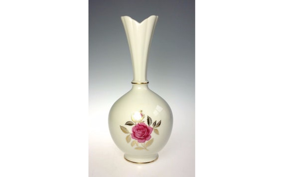 Lenox Roselyn Rhodora Bud Vase Pink Rose Gold Trim Vintage Usa Etsy