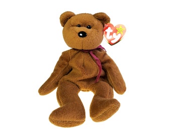 Ty Teddy the Bear Beanie Babies 4050 1993 PVC Tush Tag 1995 Hang Brown Baby MWT
