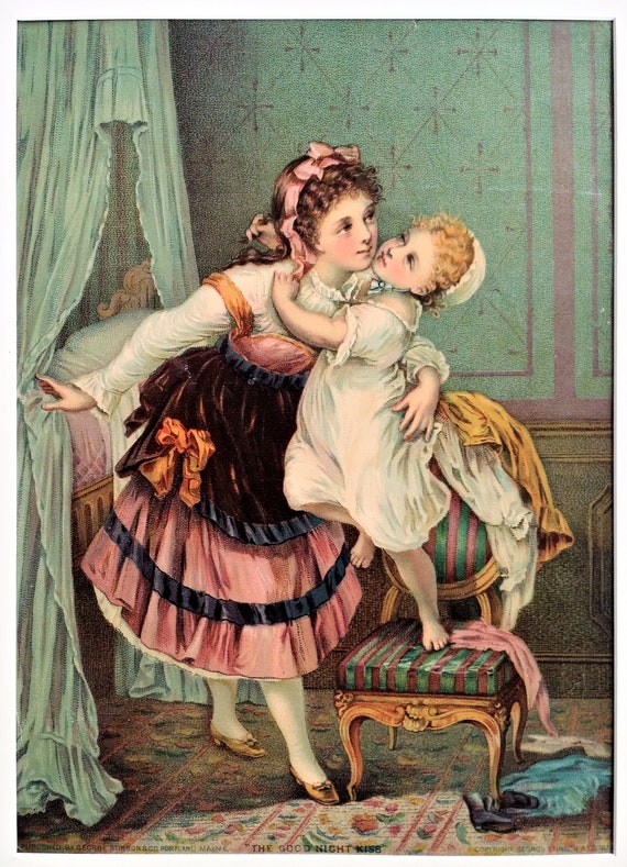 Image result for goodnight kiss children art"