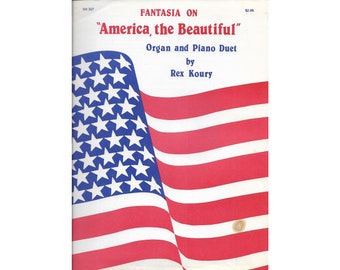 Fantasia on America the Beautiful Original Sheet Music Piano Organ Duet