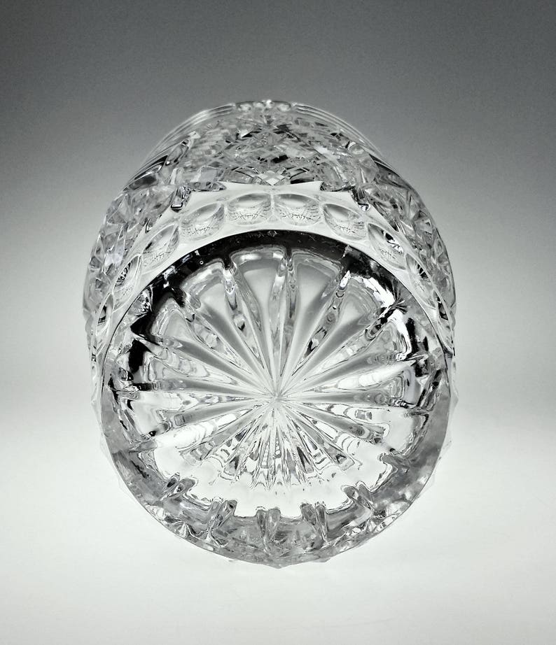 Lead Crystal Glass Table Vase Pinwheel and Star Pattern 9 Inch Etsy