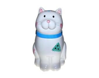 Cookie Jar Patchwork Kitty Cat Hand Painted Ceramic Cooks Club