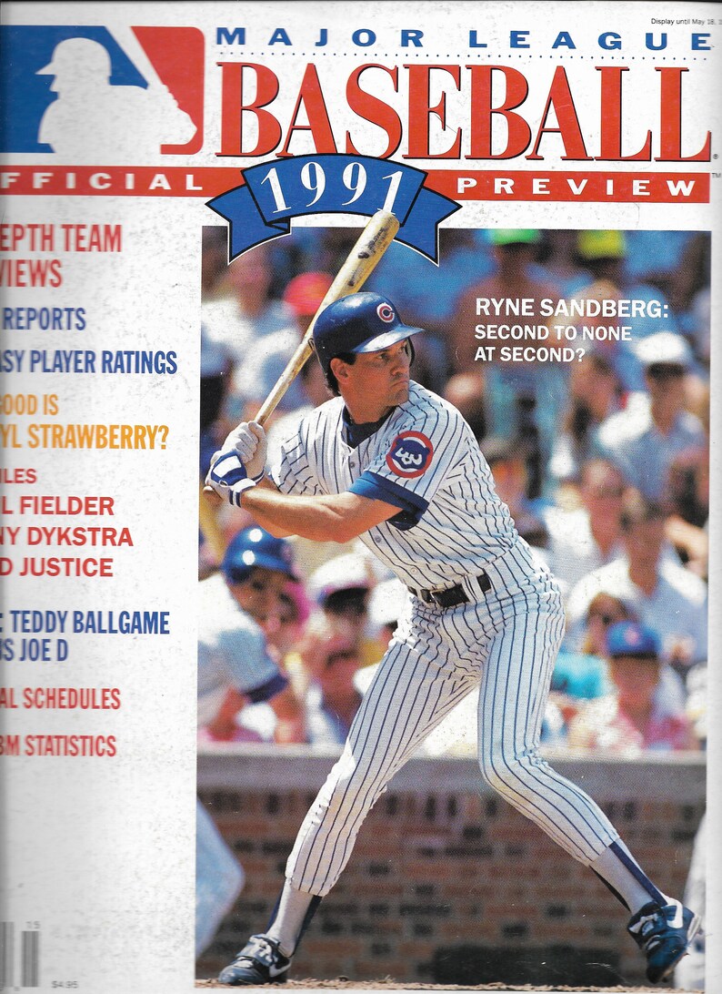 Major League Baseball Official Preview Magazine 1991 Sandberg Etsy
