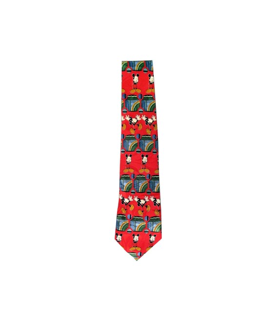 Disney Mickey Mouse Necktie Art Deco Red Picasso Handmade | Etsy