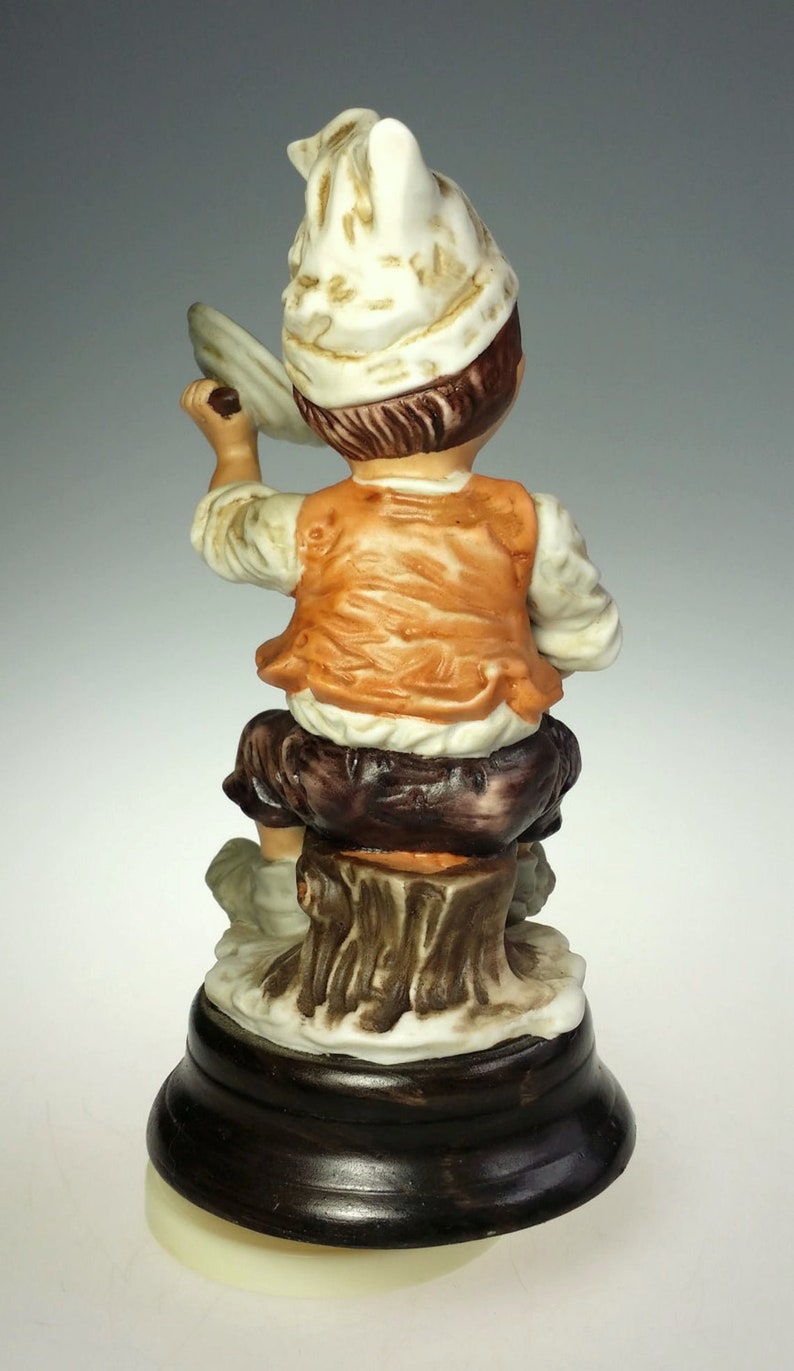 Vintage Porcelain Music Box Boy Band Musician Pot Lid Cymbals La Paloma