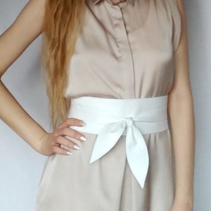 Leather Obi belt White wedding sash Red Women&#39;s belt