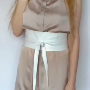 Women&#39;s Belt White Leather Obi belt wrap belt Wedding white leather Bridal