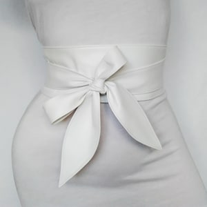 Women's Belt Leather Obi belt Women's belt Wedding sash white leather petals belt Cincher double wrap