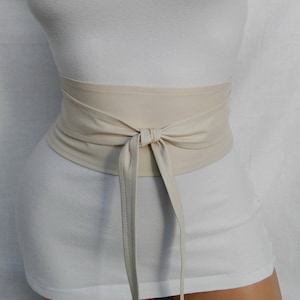 Damesriem crème leren Obi-riem bruiloft beige riem brede taille cincher