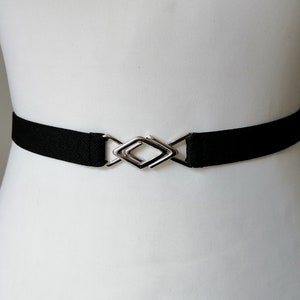 Women's Belt Black Stretch Slim belt Elastic waist belt 7/8 inch or 2 cm Cinched belt Plus size