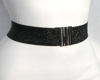 Cintura elastica scintillante da 2'', ampia e glitterata, argento, taglie piccole e grandi