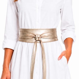Cinturón de mujer, cinturón obi, oro claro, cinturón envolvente de boda, faja, cinturón de cuero nupcial