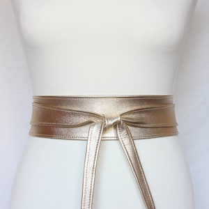 Women's Belt Obi belt Light Gold Wedding wrap belt Waist cincher Bridal leather