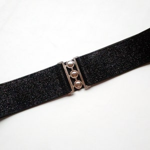 2&#39;&#39; Black Elastic belt Sparkling Stretch belt women&#39;s cinched belt