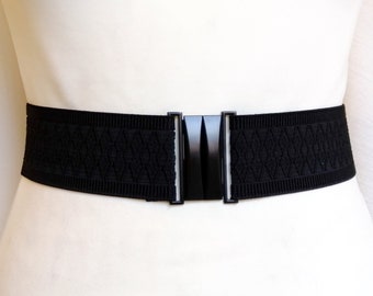 2'' Black Pattern stretch belt Waist cincher Elastic wide Black simple belt women's