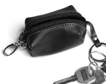Schwarze Leder Schlüsseltasche Schlüsselanhänger Schlüsseltasche Auto Accessoires Leder Schlüsselhalter Tasche Charm Valentinstag Geschenk