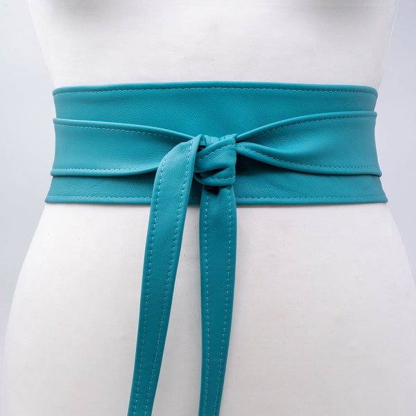 Teal Leather Belt Etsy