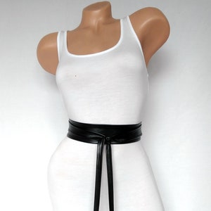 Women&#39;s Belt Black Leather Belt Obi belt Wrap Plus size available