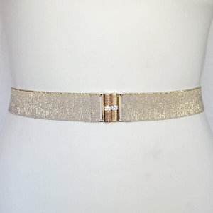 Women&#39;s Belt Gold Stretch Rhinestones Wide 1.2&quot; Waist cincher Wedding Elastic belt