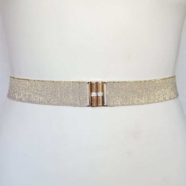 Women's Belt Gold belt Stretch Rhinestones Wide 1.2" Waist cincher Wedding Elastic belt Bridal Statement accessory