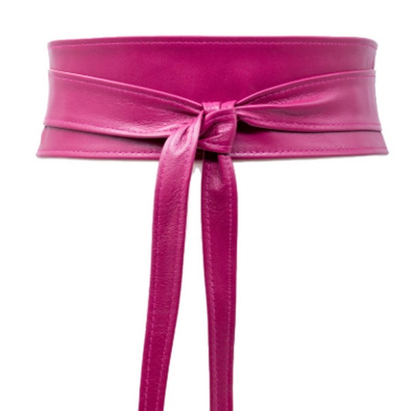 Ceinture pour femme Ceinture obi Ceinture portefeuille fuchsia magenta Serre-taille Cuir de mariée fuscia