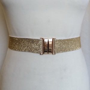 Gold belt Waist cincher Silver Wedding Elastic Stretch belt Bridal Wide 1- 1/2" / 4cm