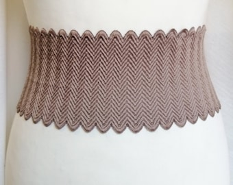 Wide Beige Taupe Stretch belt 4.5" / 11cm Glamorous Waist cincher Soft Elastic