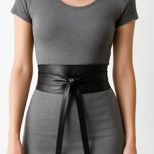 Women's Belt Black Leather Belt Obi belt Wrap Plus size available