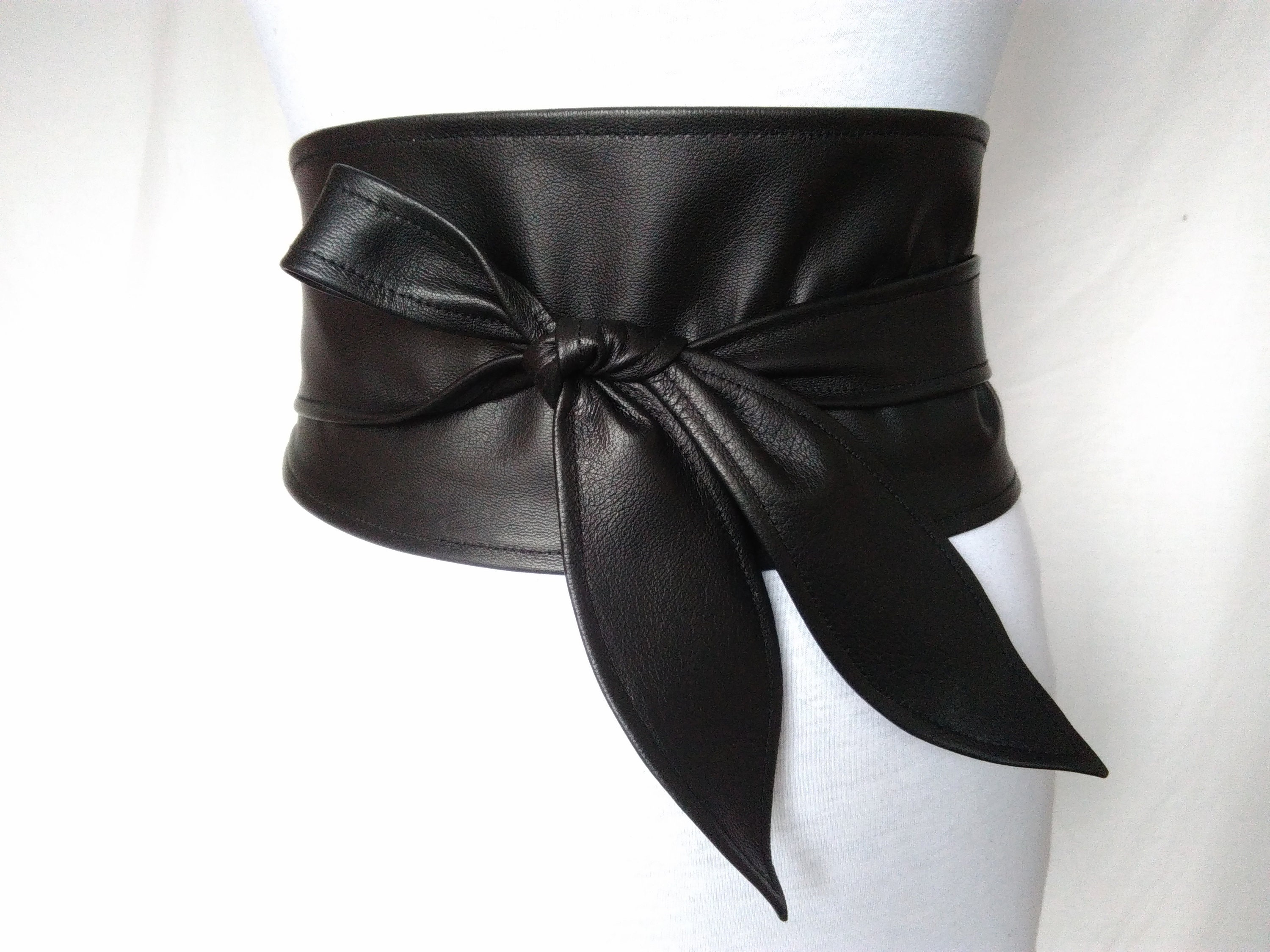 Black Wide Leather Wrap Belt Obi Belt Wedding Women's Belt Etsy