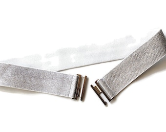 Women's Belt Silver Stretch Waist cinched belt Glitter Wedding Elastic belt