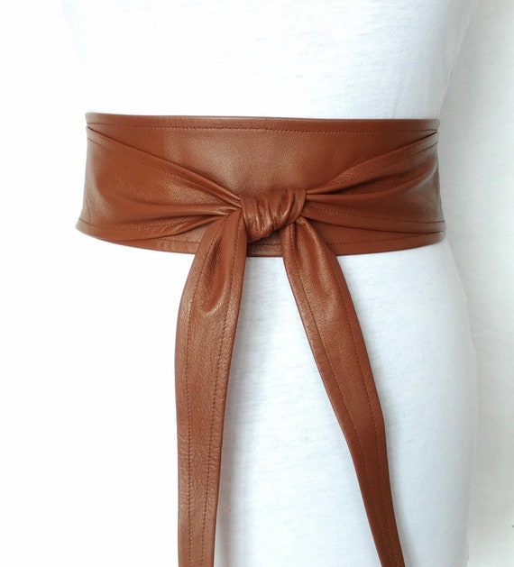 Leather Wrap Obi Belt Brown Women\'s Waist Cincher Belt Wrap Handmade Belt -  Etsy
