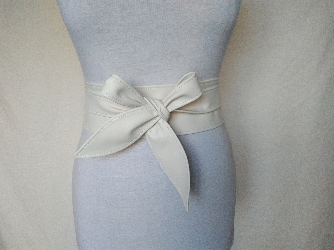 Leather Obi belt Women's belt Wedding sash white leather Etsy