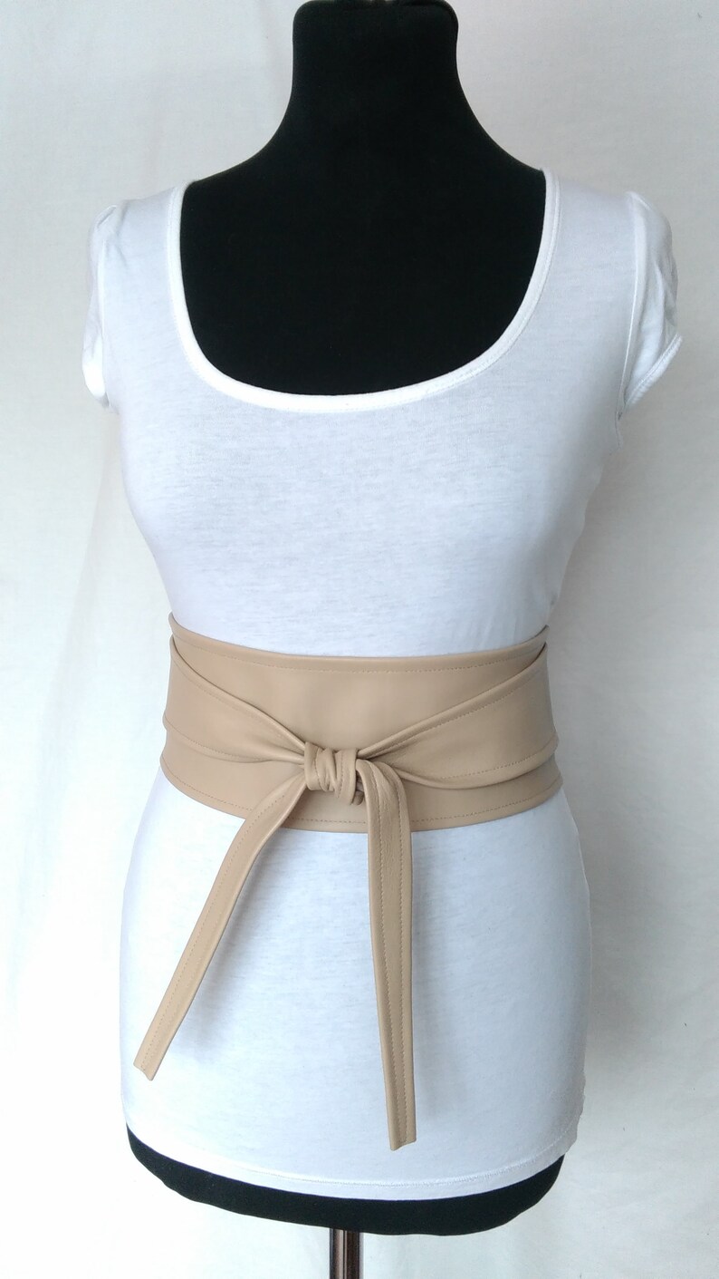 Cream Obi belt Leather belt Women's belt Nude tan Wide Etsy