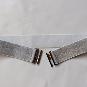 Women's Belt Silver Stretch Waist cinched belt Glitter Wedding Elastic belt image 2
