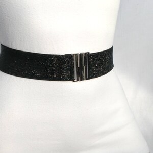Women's Belt Silver Stretch Waist cinched belt Glitter Wedding Elastic belt image 7