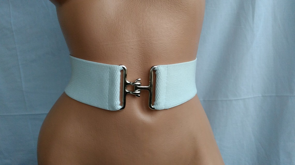 White Elastic Belt Stretch Simple Elastic Belt Womens Elastic Etsy
