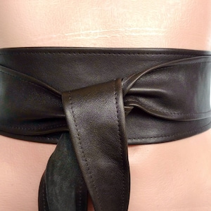 Dark Brown Obi belt wide Wrap belt Waist cincher