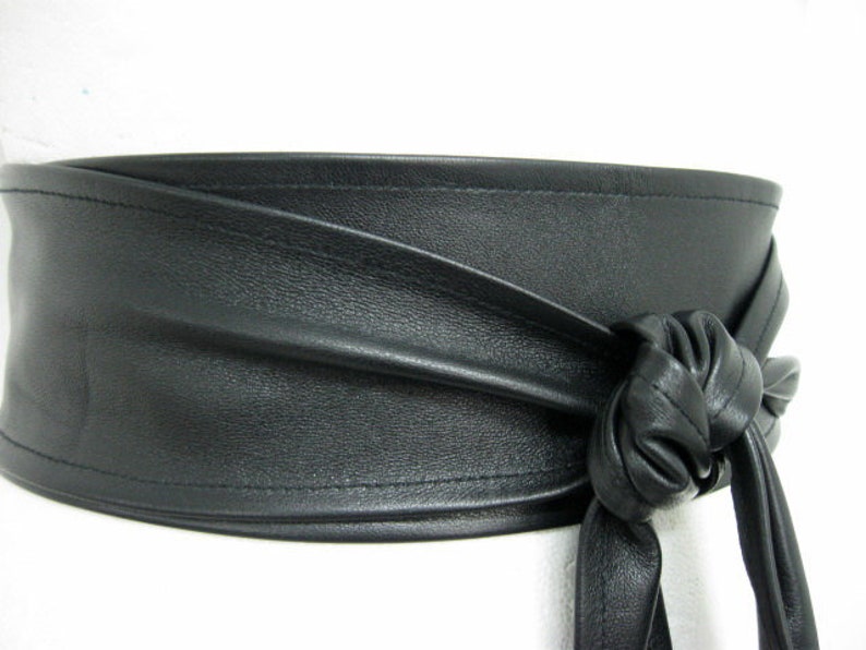 Black Leather Belt Obi Belt Wrap Black Belt Waist Cincher Belt Etsy