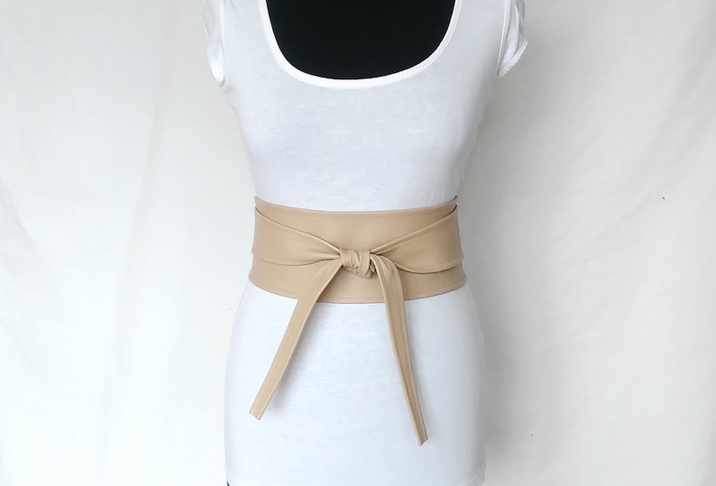 Cream Obi Belt Leather Belt Women's Belt Nude Tan Wide Etsy