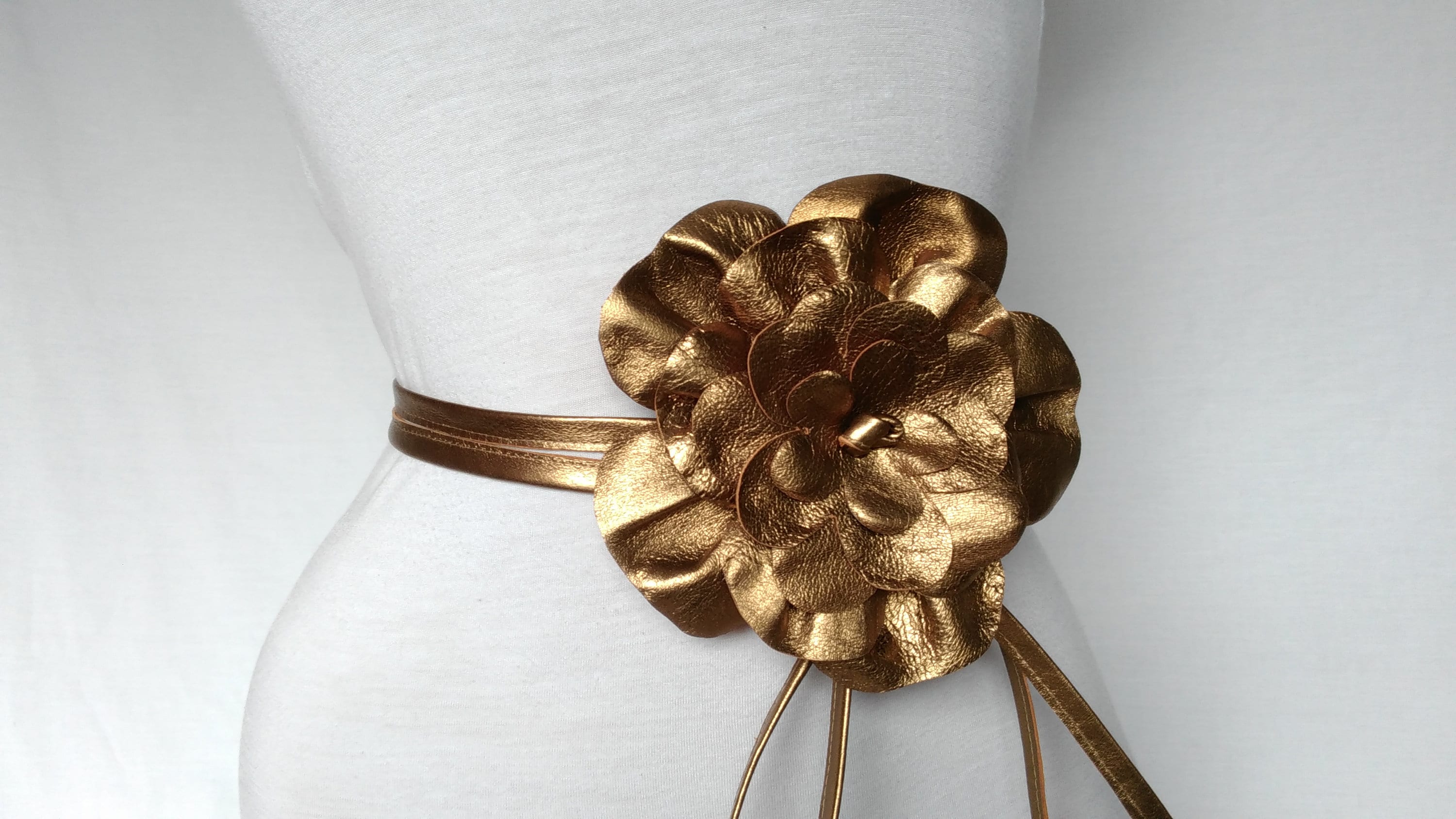 Wedding Flower Belt Bronze Flower Corsage Belt Bridal Dress Etsy