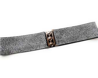 Cintura elastica argentata con fibbia – Fascia elastica larga 5 cm per donna