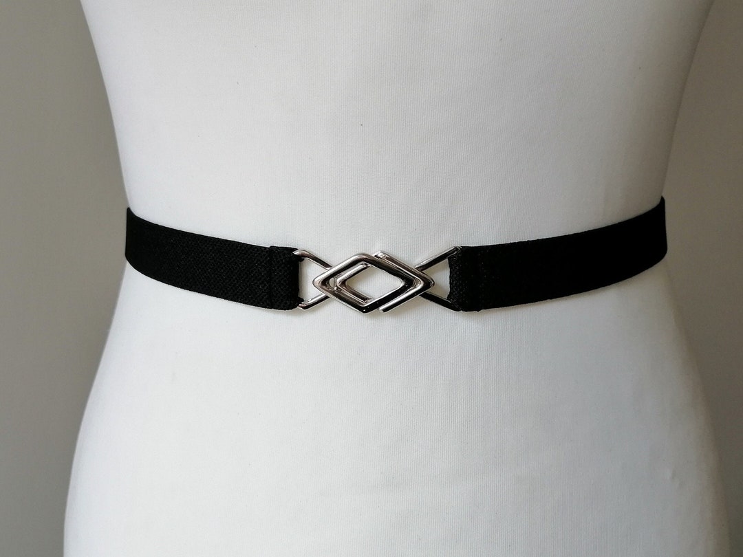 Women's belt Black Stretch Slim belt Elastic waist belt 7/8 inch or 2 cm Cinched belt Plus size Women's belt Black Stretch Slim belt Elastic waist belt 7/8 inch or 2 cm Cinched belt Plus size